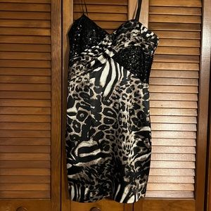 Arden B Animal Print with Sequins Dress